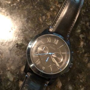 Fossil men’s black and blue watch